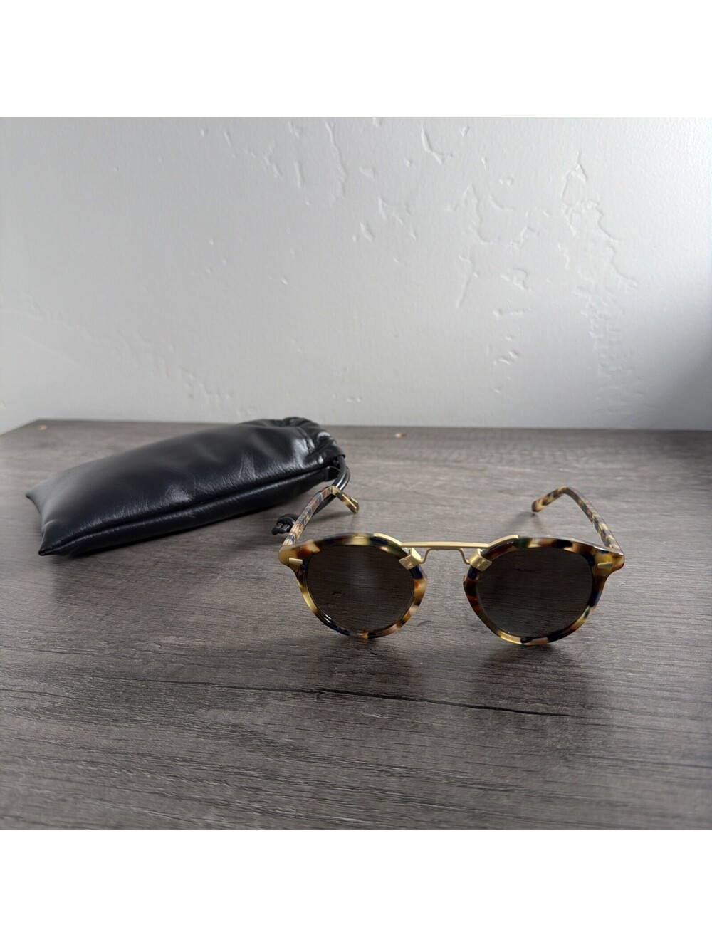 Krewe St. Louis Sunglasses Polarized 46-23 Tortoise Blue Green WITH CASE
